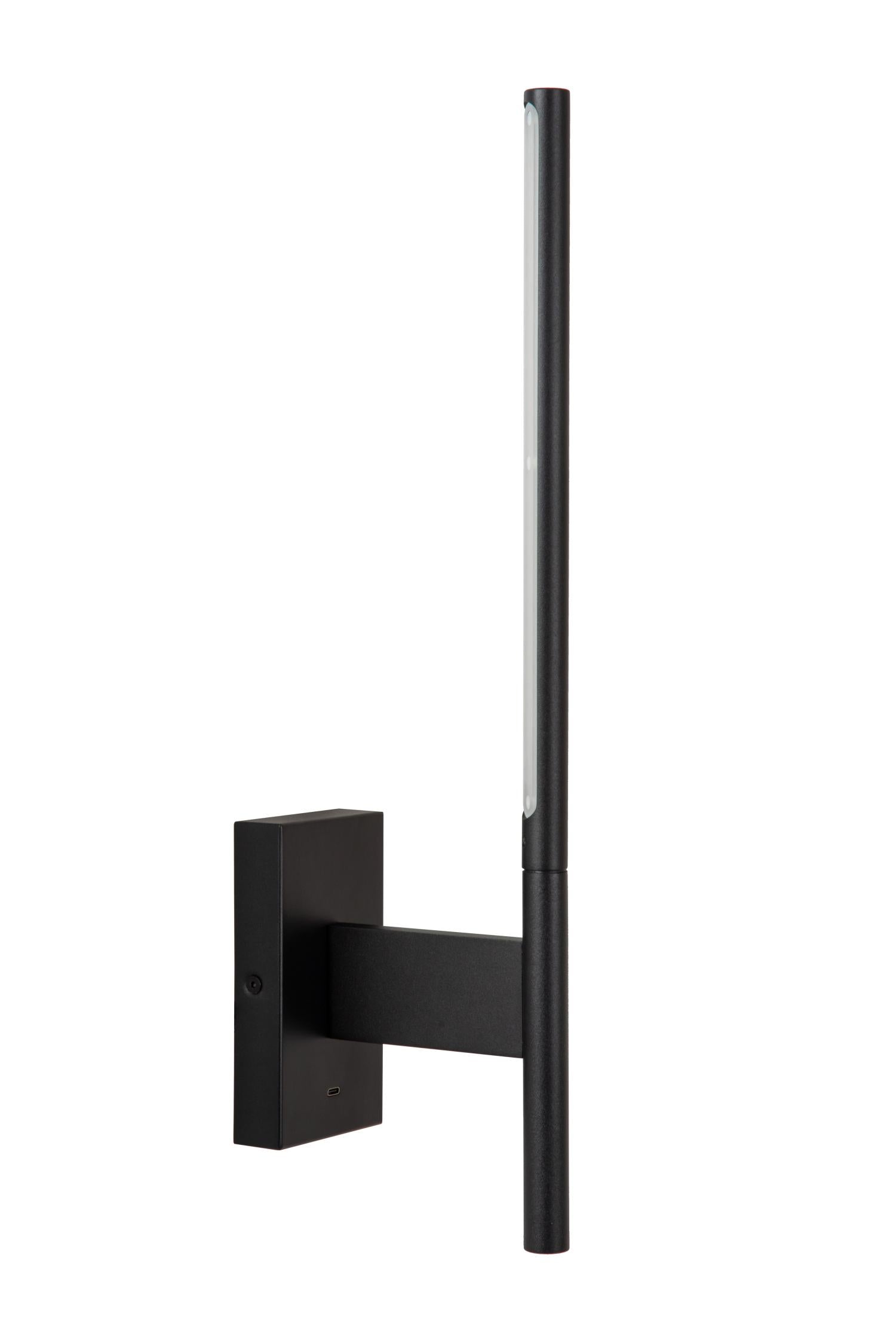 FINAN - Wandlamp - LED - 1x6W 2700K - Met USB oplaadpunt - Zwart