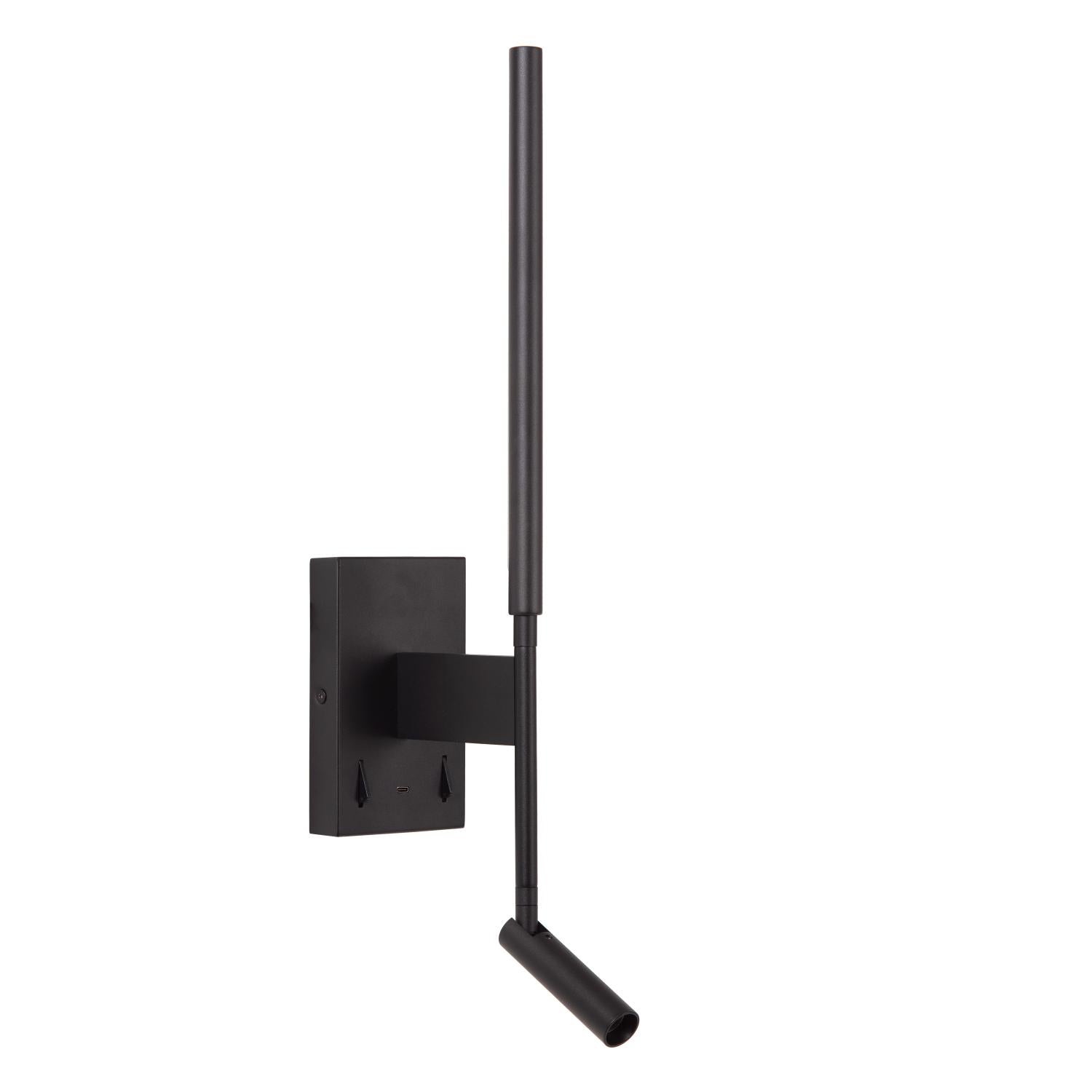 FINAN - Applique murale - LED - 2700K - Avec port de charge USB - Noir