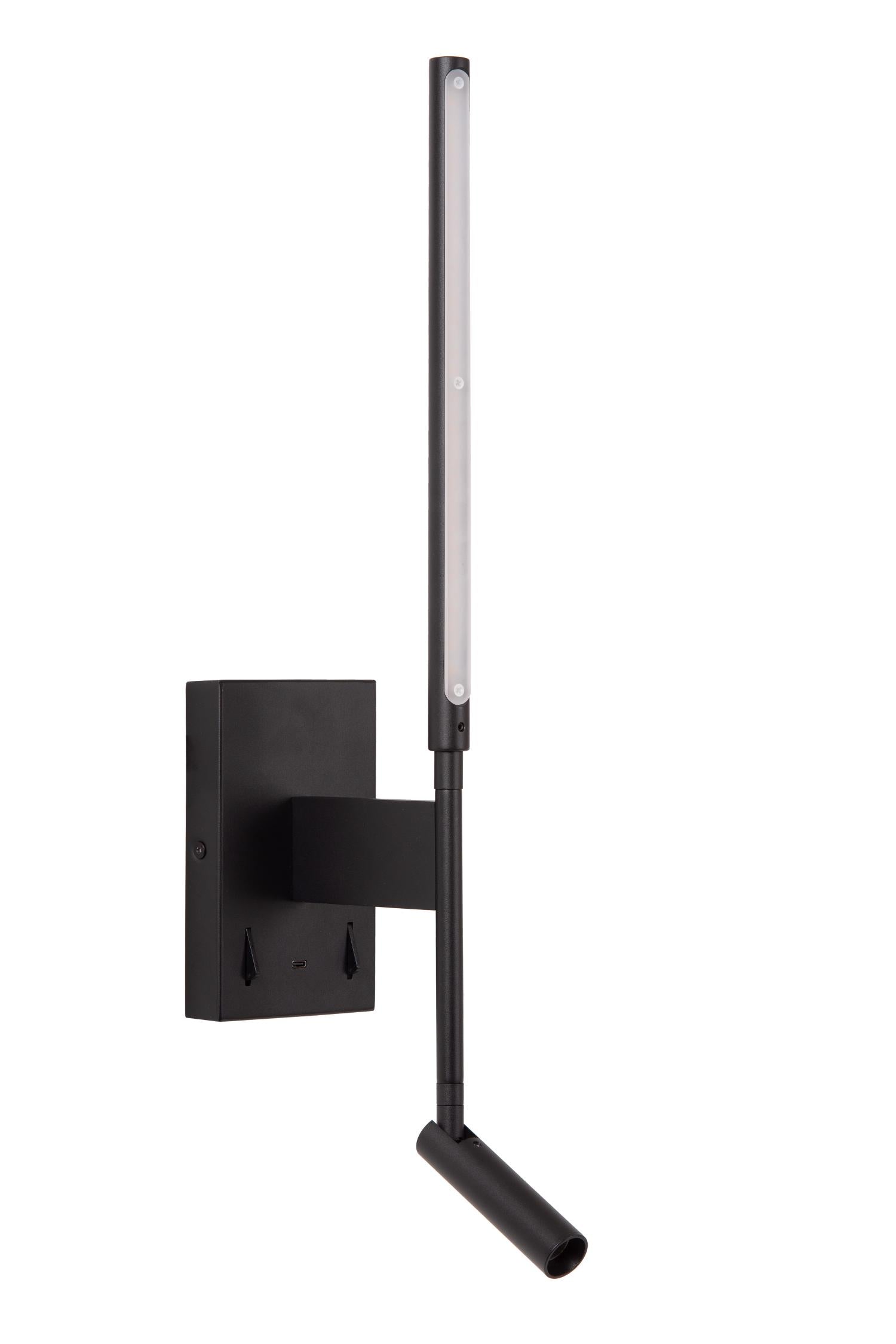 FINAN - Applique murale - LED - 2700K - Avec port de charge USB - Noir