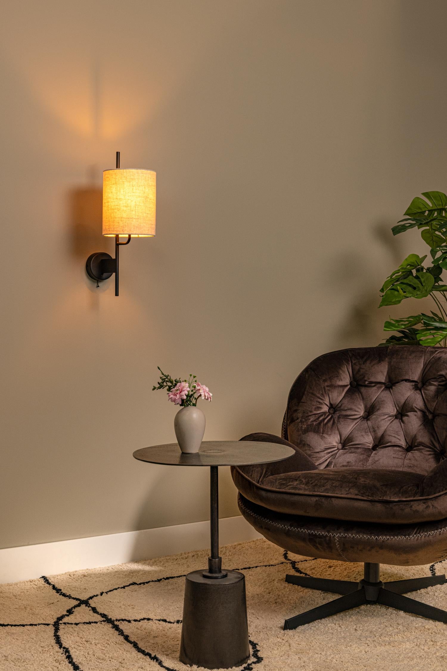 MAGIC - Wandlamp - 1xE27 - Met USB oplaadpunt - Zwart