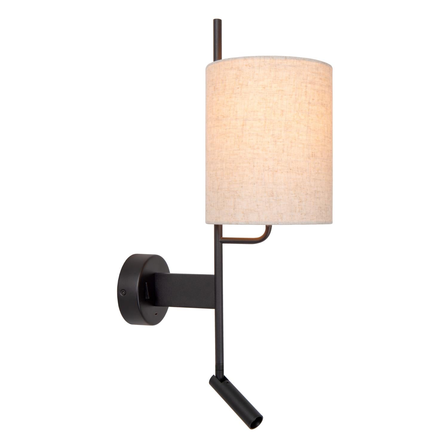 MAGIC - Wandlamp - 1xE27 - Met USB oplaadpunt - Zwart