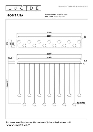 MONTANA - Suspension - LED Dimmable - CCT - 13x5,7W 2700K/4000K - Convient aux vides et plafonds hauts - Café