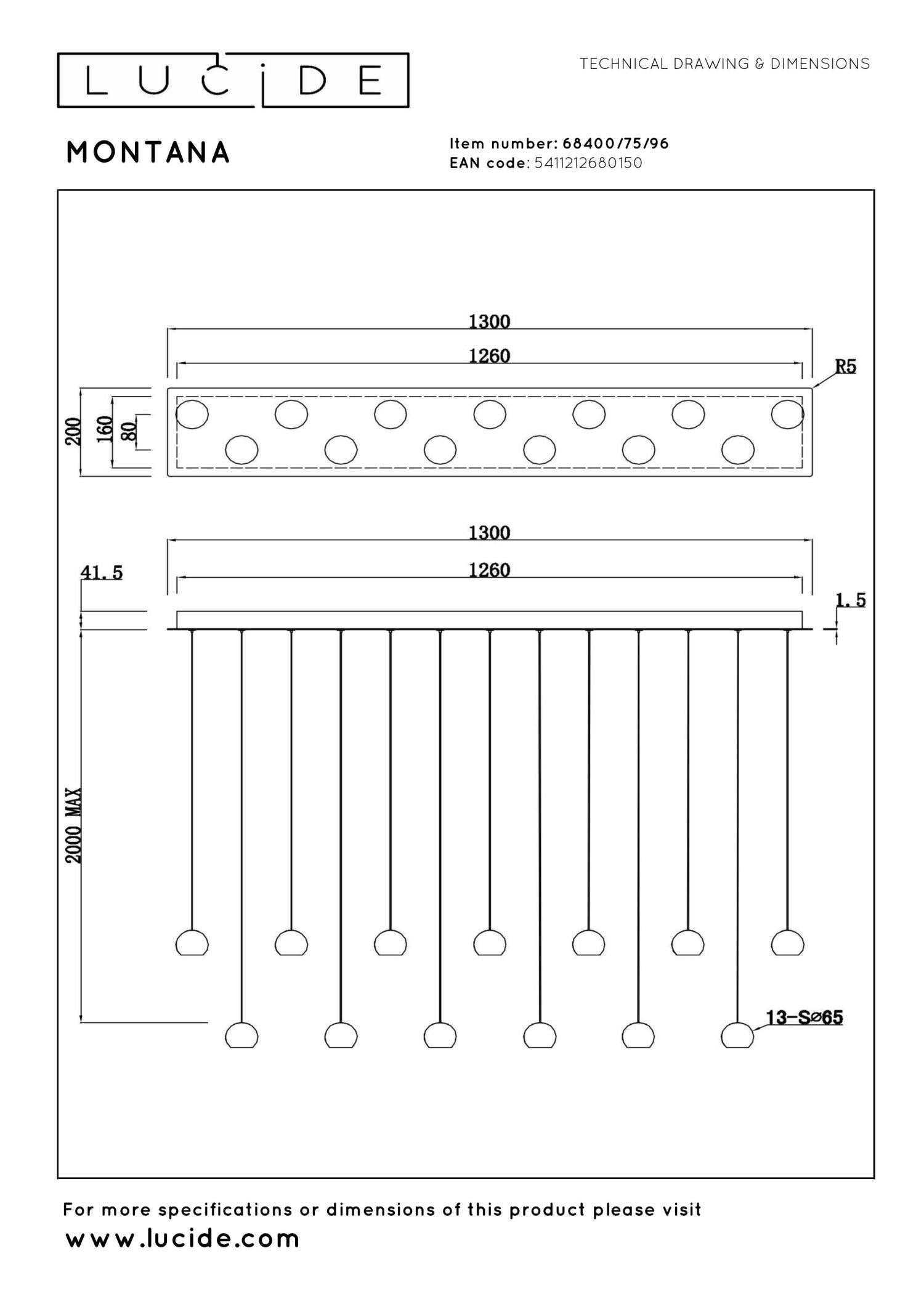 MONTANA - Suspension - LED Dimmable - CCT - 13x5,7W 2700K/4000K - Convient aux vides et plafonds hauts - Café
