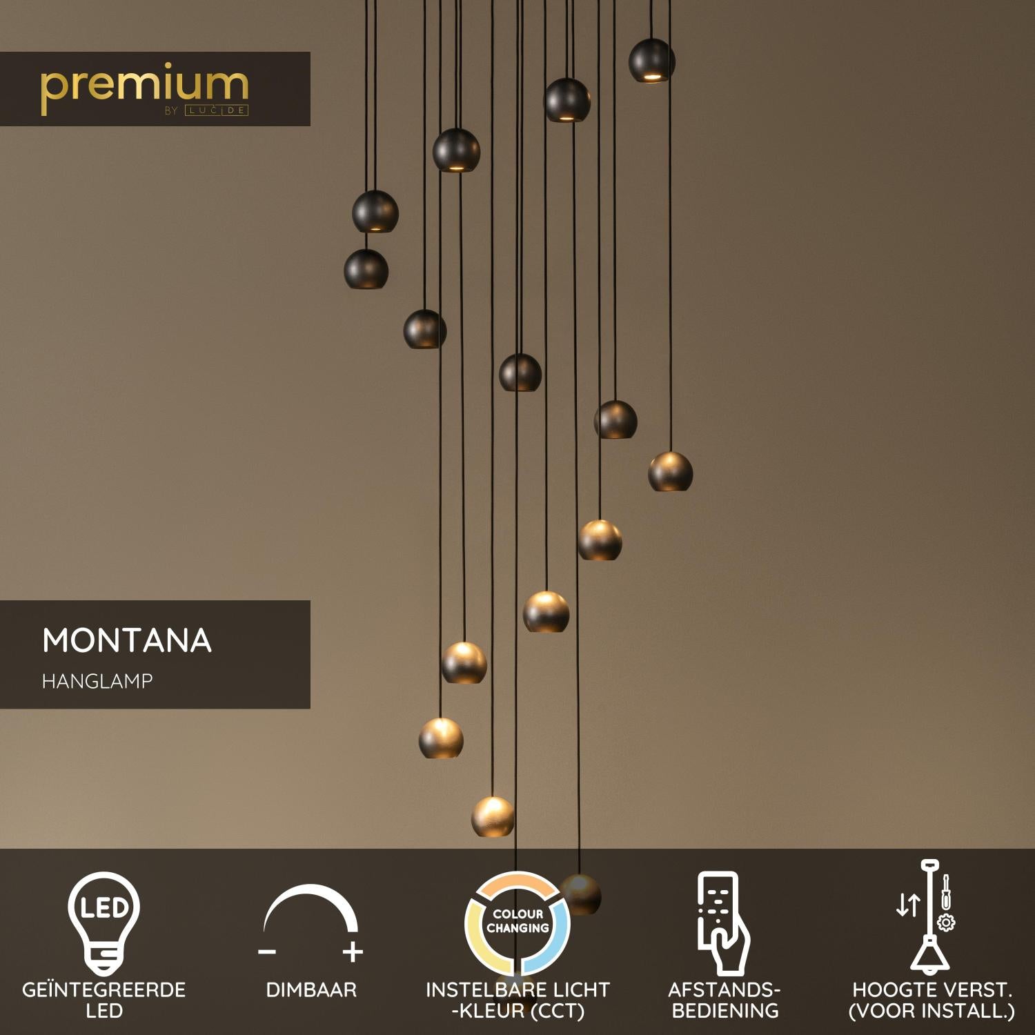 MONTANA - Pendant light - LED Dimmable - CCT - 16x5,7W 2700K/4000K - Suitable for voids and high ceilings - Coffee