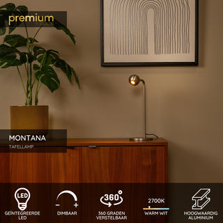 MONTANA - Lampe de table - LED Dimmable - 1x5W 2700K - Gris fer
