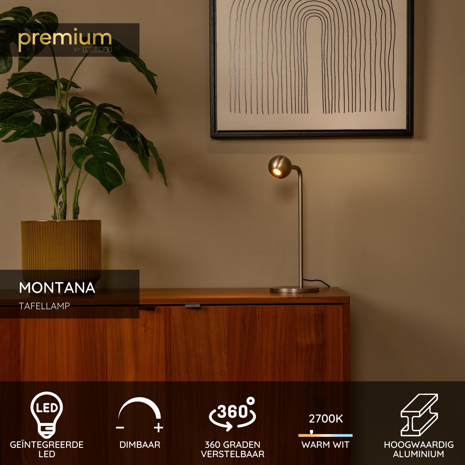 MONTANA - Lampe de table - LED Dimmable - 1x5W 2700K - Gris fer