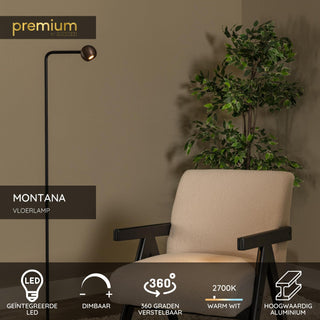 MONTANA - Vloerlamp - LED Dimb. - 1x6,3W 2700K - Koffie
