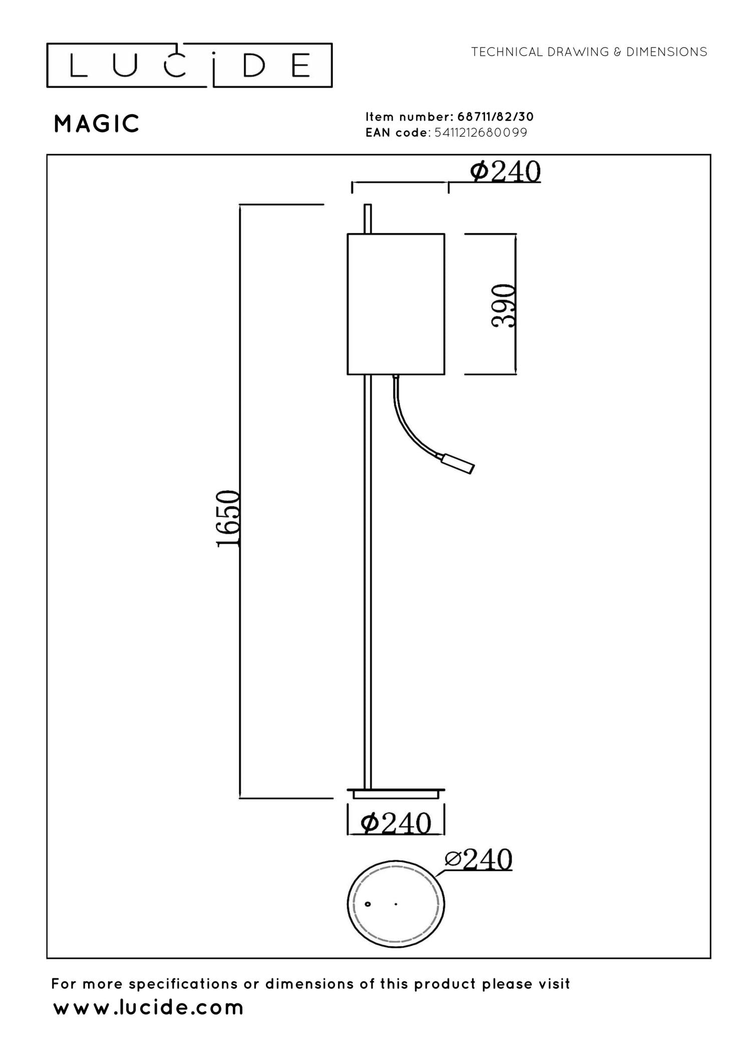 MAGIC - Vloerlamp - Ø 24 cm - 1xE27 - Zwart