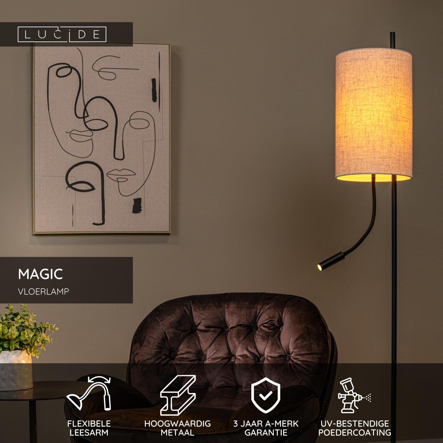 MAGIC - Vloerlamp - Ø 24 cm - 1xE27 - Zwart