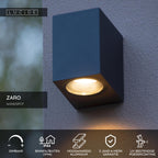 ZARO - Wandspot / Wandlamp Binnen/Buiten - 1xGU10 - IP44 - Zwart