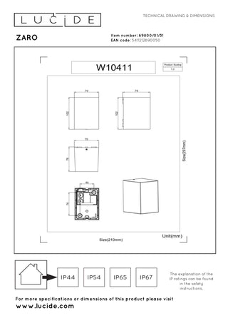 ZARO - Wandspot / Wandlamp Binnen/Buiten - 1xGU10 - IP44 - Wit