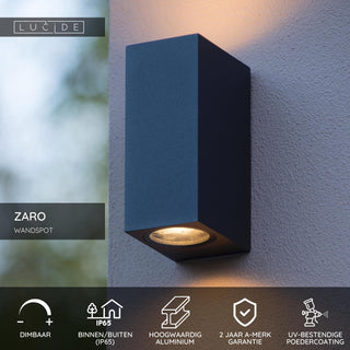 ZARO - Wall spot / Wall light Indoor/Outdoor - 2xGU10 - IP65 - Black