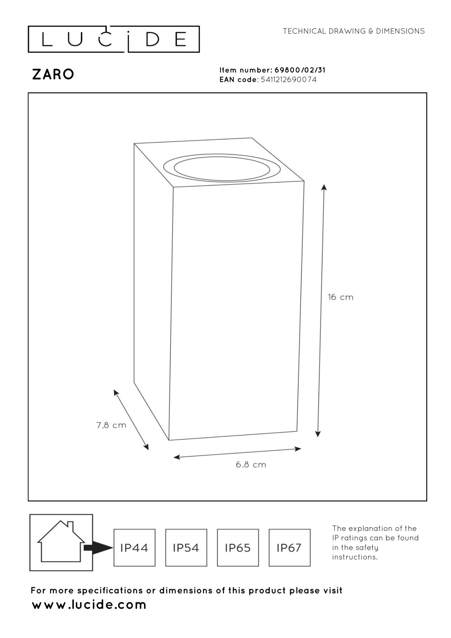 ZARO - Spot mural / Applique murale Intérieur/Extérieur - 2xGU10 - IP65 - Blanc