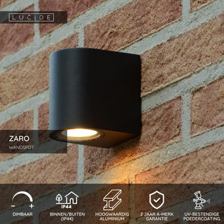 ZARO - Spot mural / Applique murale Intérieur/Extérieur - 1xGU10 - IP44 - Noir