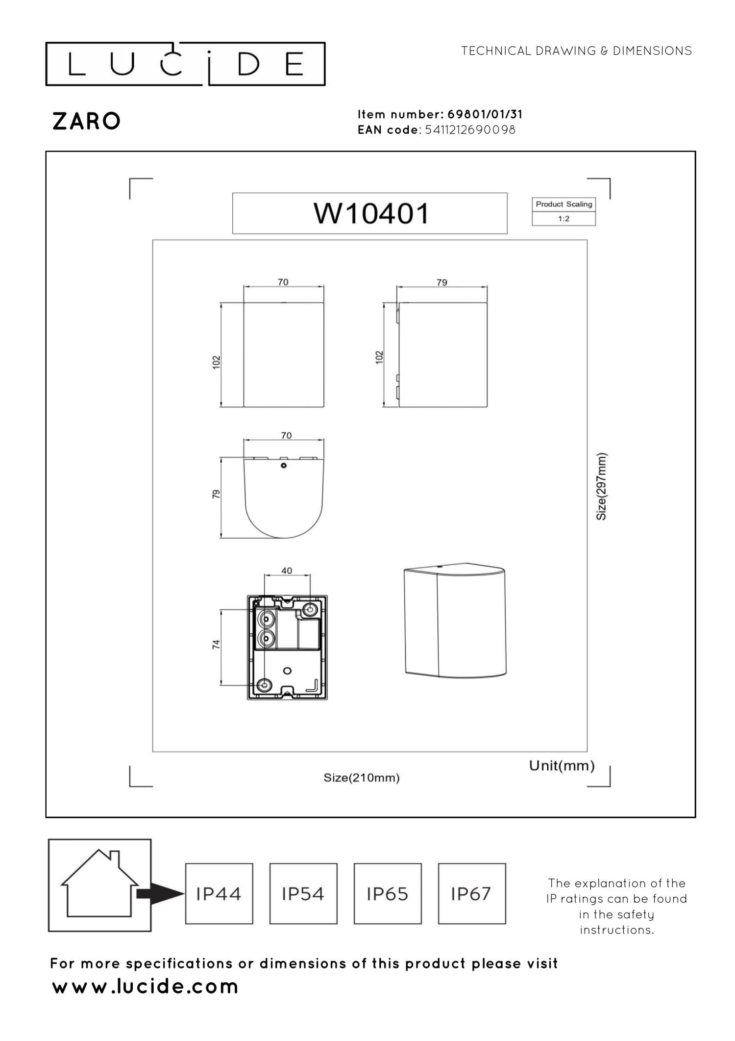 ZARO - Wall spot / Wall light Indoor/Outdoor - 1xGU10 - IP44 - White