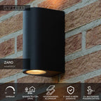 ZARO - Spot mural / Applique murale Intérieur/Extérieur - 2xGU10 - IP44 - Noir