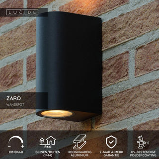 ZARO - Spot mural / Applique murale Intérieur/Extérieur - 2xGU10 - IP44 - Noir