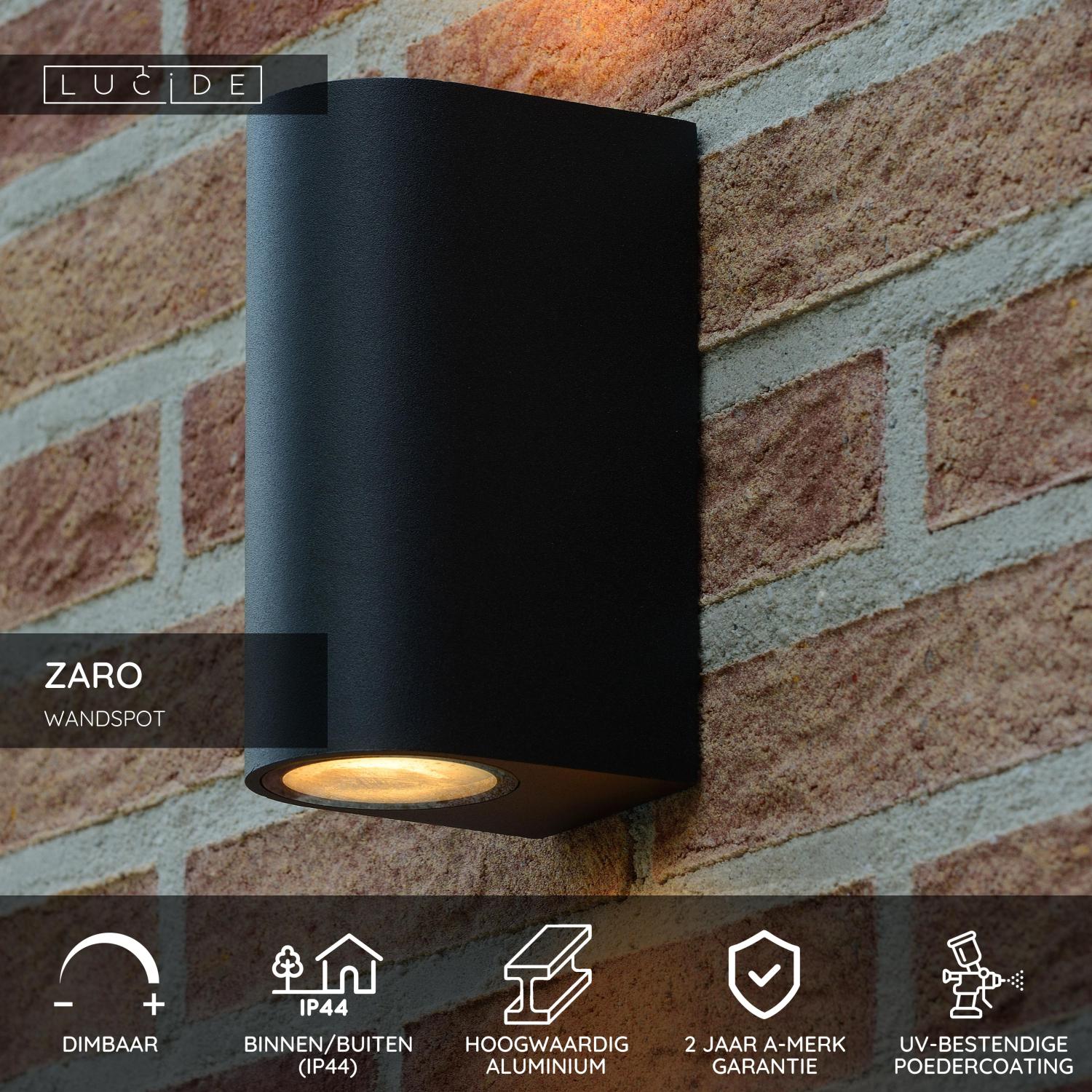 ZARO - Spot mural / Applique murale Intérieur/Extérieur - 2xGU10 - IP44 - Noir