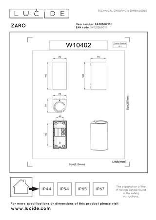 ZARO - Wandspot / Wandlamp Binnen/Buiten - 2xGU10 - IP44 - Wit