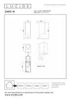 ZARO - Spot mural / Applique murale Intérieur/Extérieur - 2xGU10 - IP65 - Détecteur de mouvement et jour/nuit (désactivable) - Noir