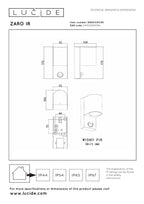 ZARO - Spot mural / Applique murale Intérieur/Extérieur - 1xGU10 - IP65 - Détecteur de mouvement et jour/nuit (désactivable) - Noir