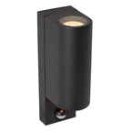 ZARO - Wandspot / Wandlamp Binnen/Buiten - 2xGU10 - IP65 - Beweging & dag/nacht sensor (uitschakelbaar) - Zwart