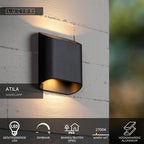 ATILA - Wandlamp Binnen/Buiten - LED Dimb. - 2x5W 2700K - IP65 - Zwart