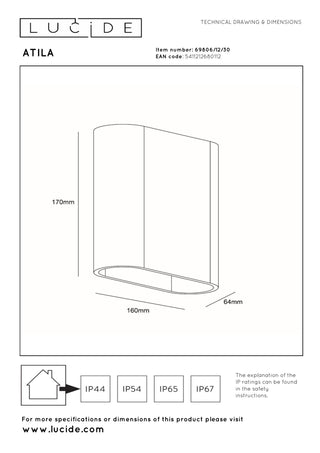 ATILA - Wandlamp Binnen/Buiten - LED Dimb. - 2x5W 2700K - IP54 - Zwart