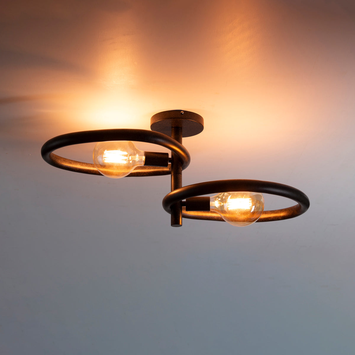 Ceiling lamp Pebble artic black - 2-light, 73 cm wide