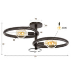Plafonnier Pebble noir artic - 2 lumières, largeur 73 cm