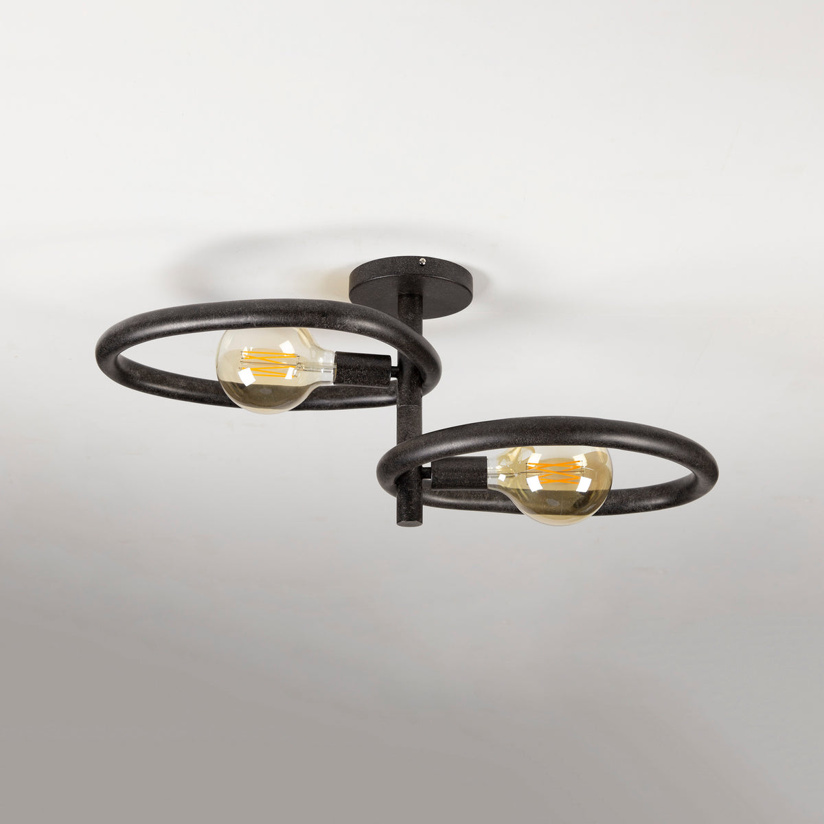 Ceiling lamp Pebble artic black - 2-light, 73 cm wide