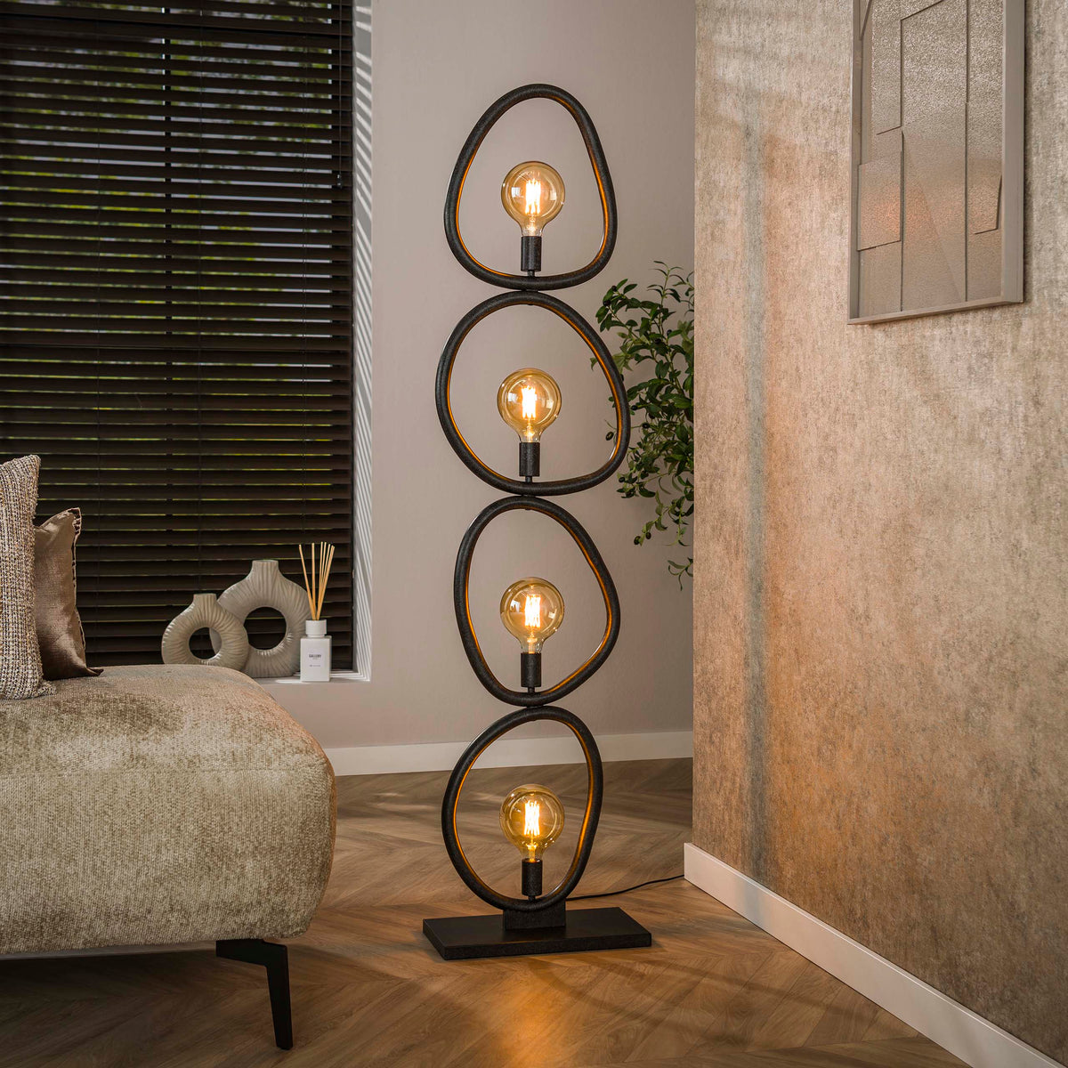 Floor lamp Pebble artic black - 4-light, 165 cm high