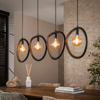 Pendant lamp Pebble artic black - 4-light, 140 cm wide