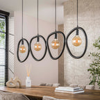 Pendant lamp Pebble artic black - 4-light, 140 cm wide