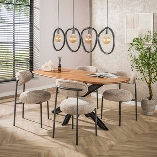 Pendant lamp Pebble artic black - 4-light, 140 cm wide