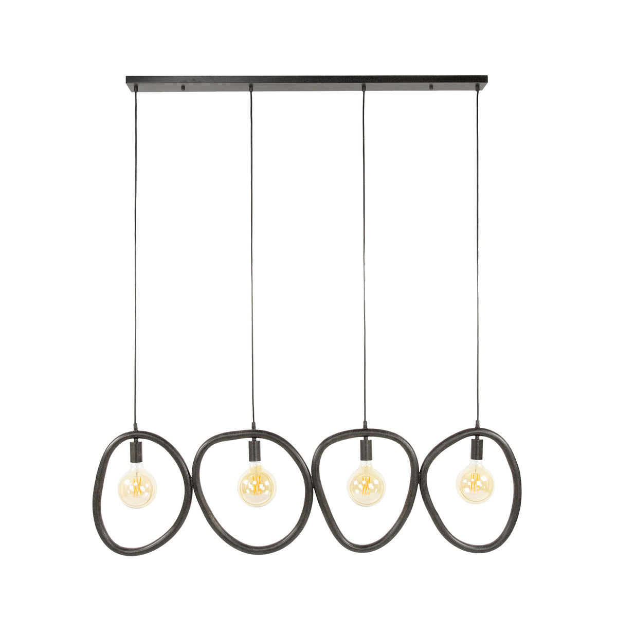 Pendant lamp Pebble artic black - 4-light, 140 cm wide
