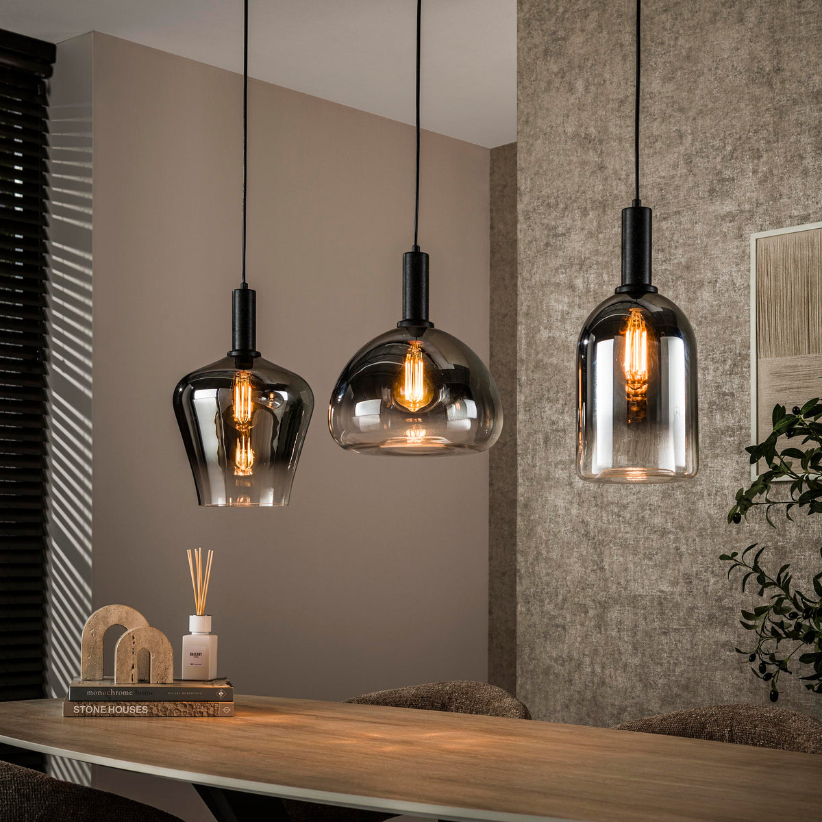 Suspension Zenith noir artic - 3 lumières, largeur 105 cm