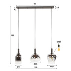Suspension Zenith noir artic - 3 lumières, largeur 105 cm