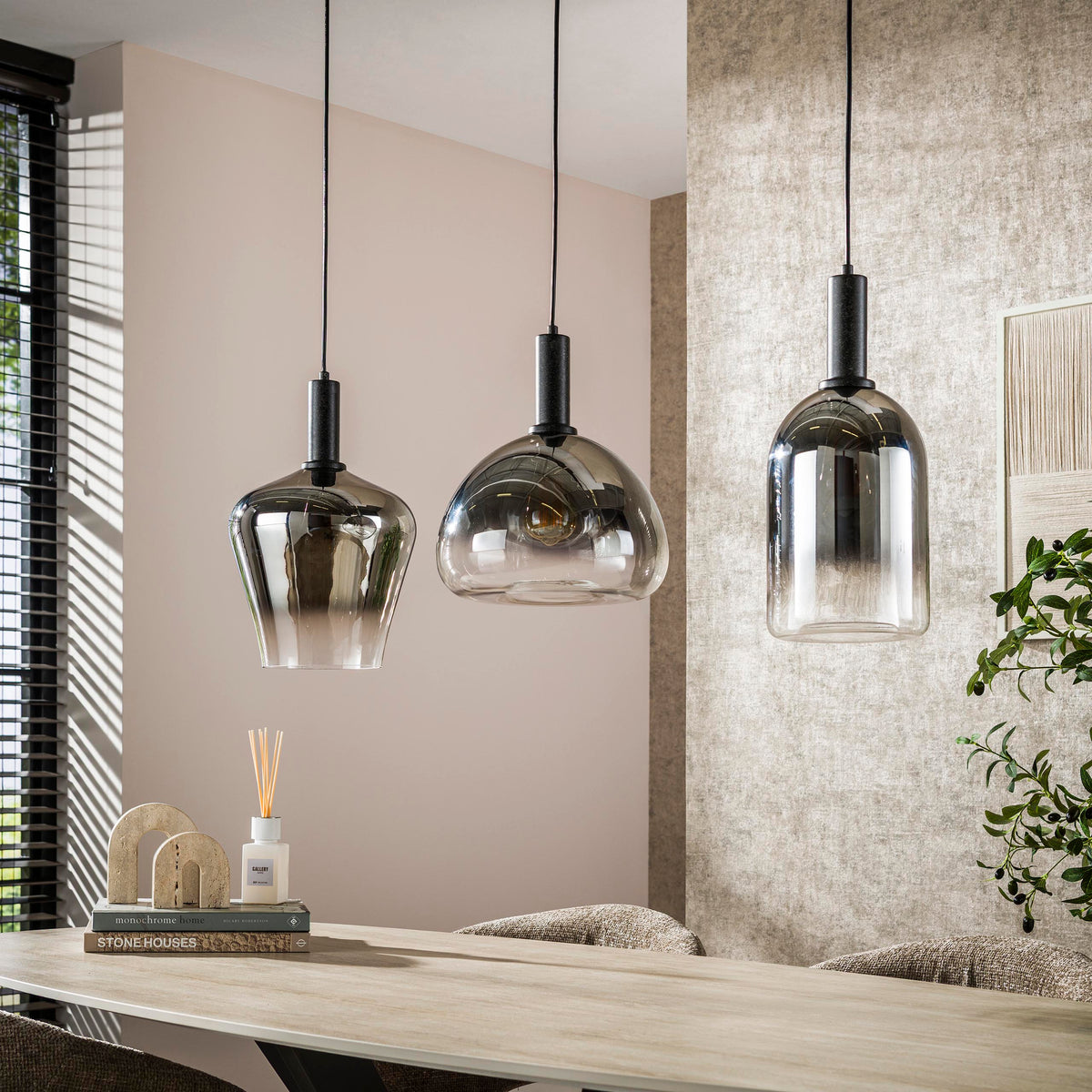 Suspension Zenith noir artic - 3 lumières, largeur 105 cm