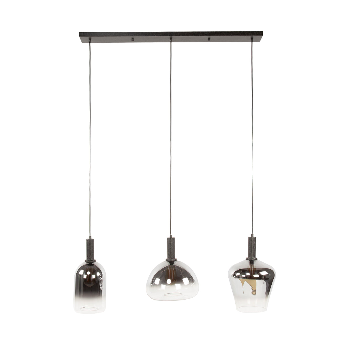 Suspension Zenith noir artic - 3 lumières, largeur 105 cm