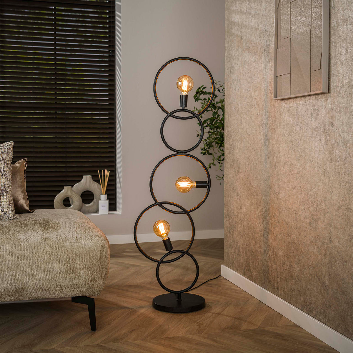 Floor lamp Loop artic black - 3-light, 140 cm high