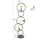 Floor lamp Loop artic black - 3-light, 140 cm high