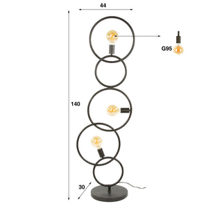 Floor lamp Loop artic black - 3-light, 140 cm high