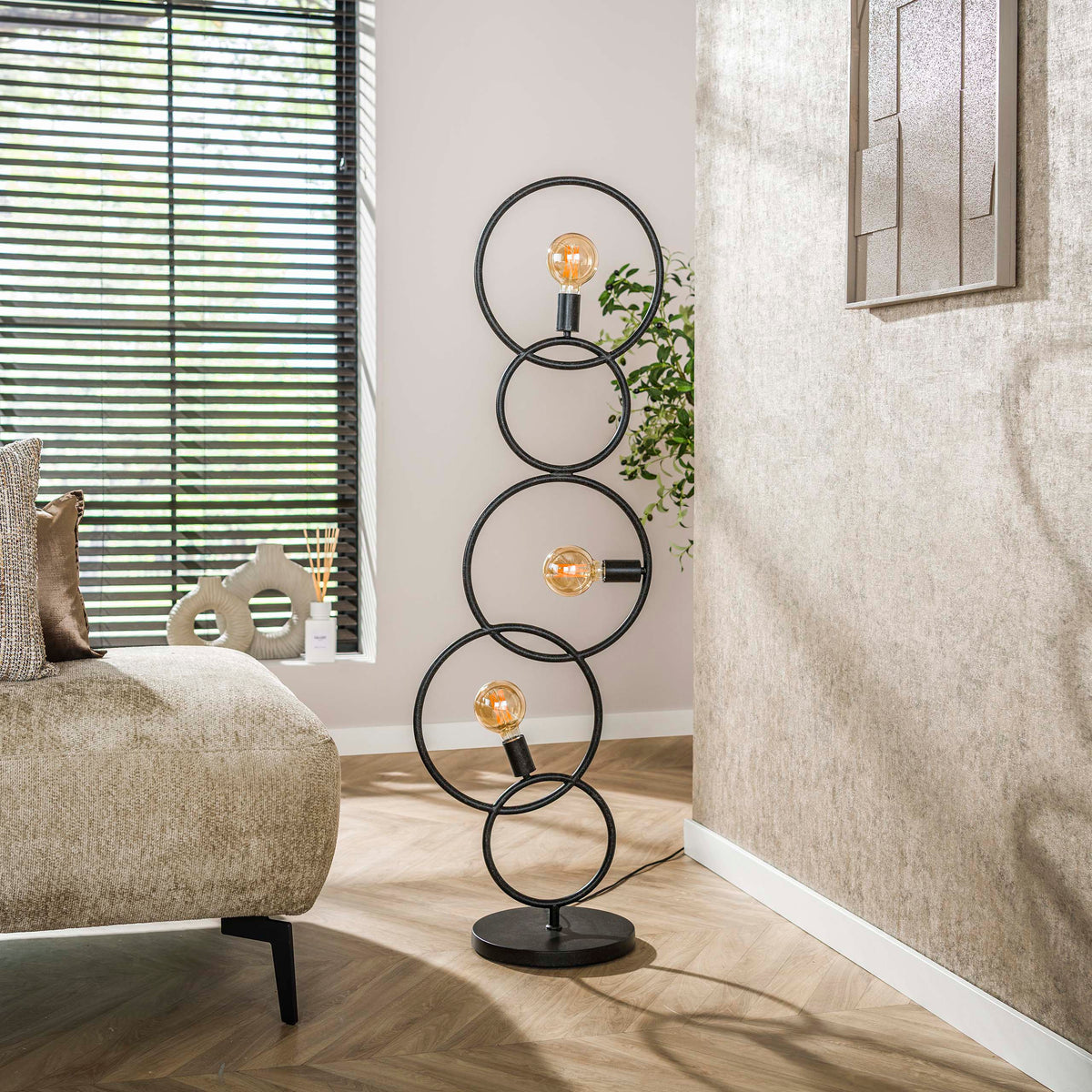 Floor lamp Loop artic black - 3-light, 140 cm high