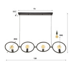Pendant lamp Loop artic black - 4-light, 130 cm wide
