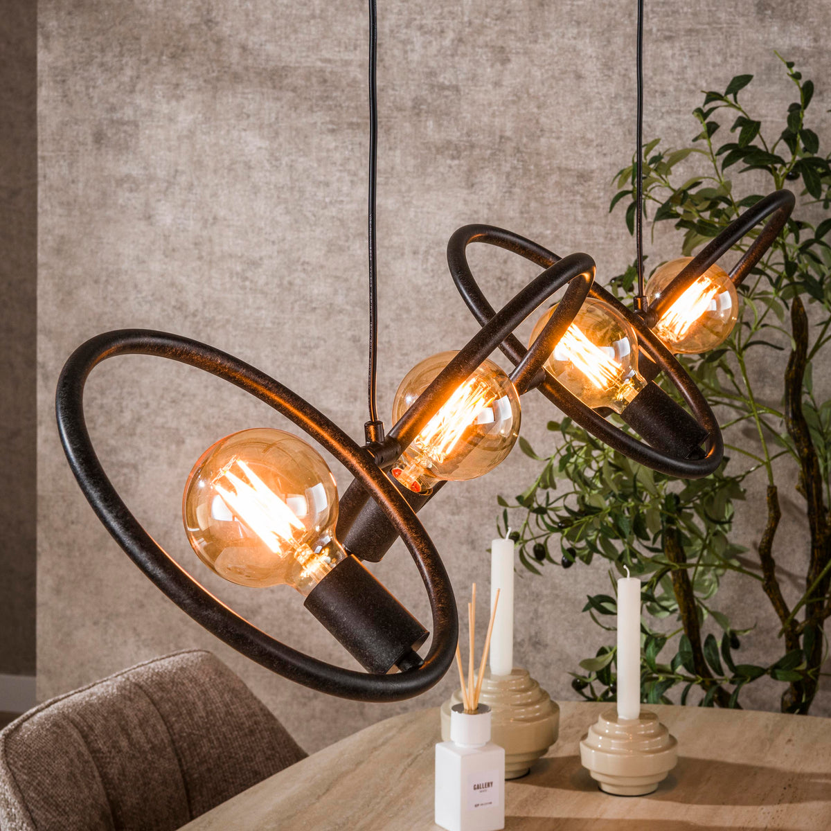 Pendant lamp Loop artic black - 4-light, 130 cm wide