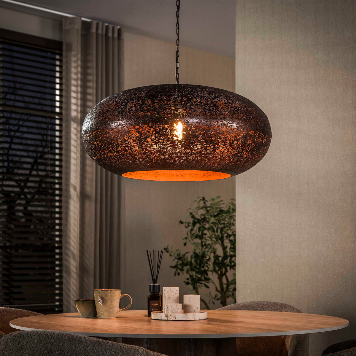 Pendant lamp Cielo antique copper - 1-light, diameter 68 cm