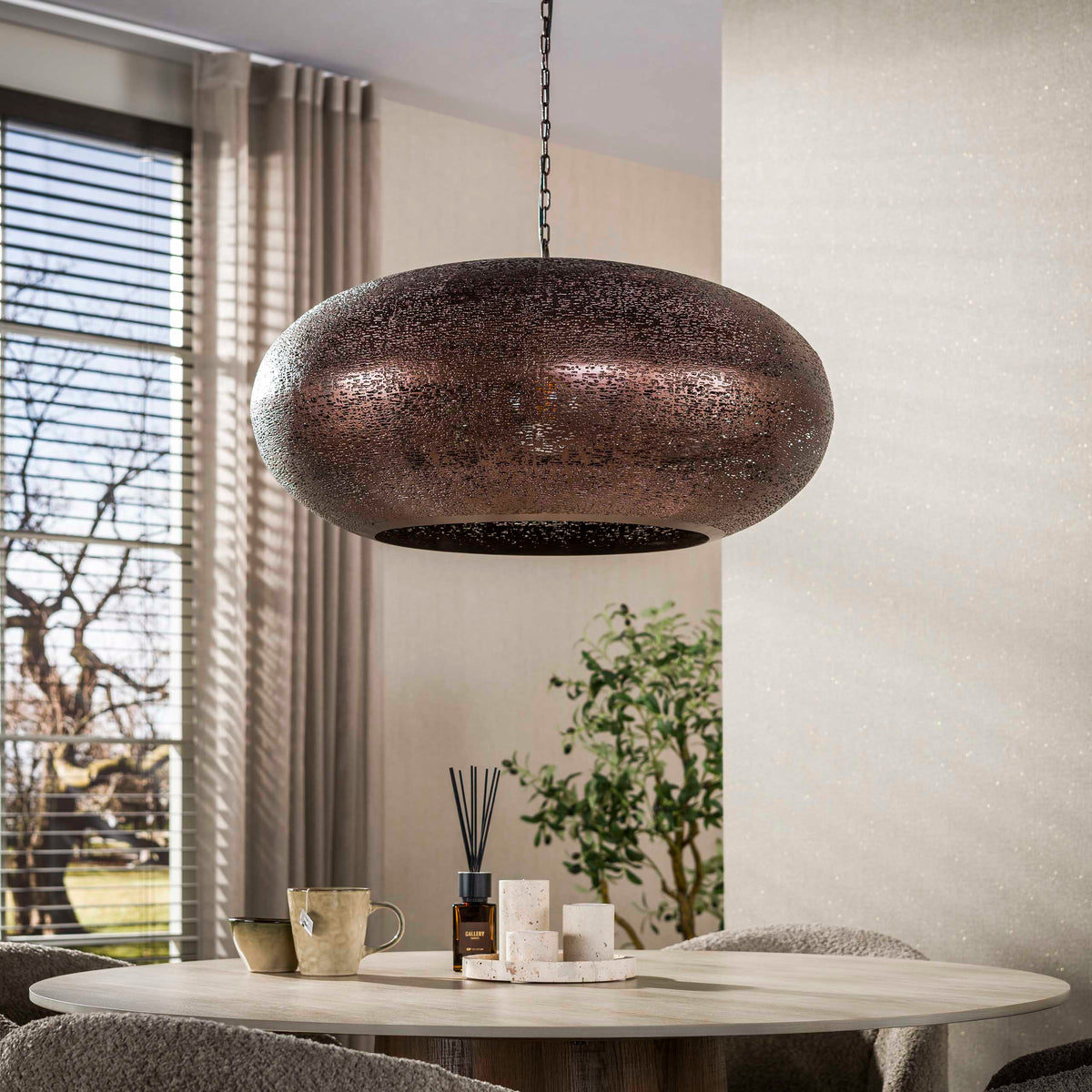 Pendant lamp Cielo antique copper - 1-light, diameter 68 cm