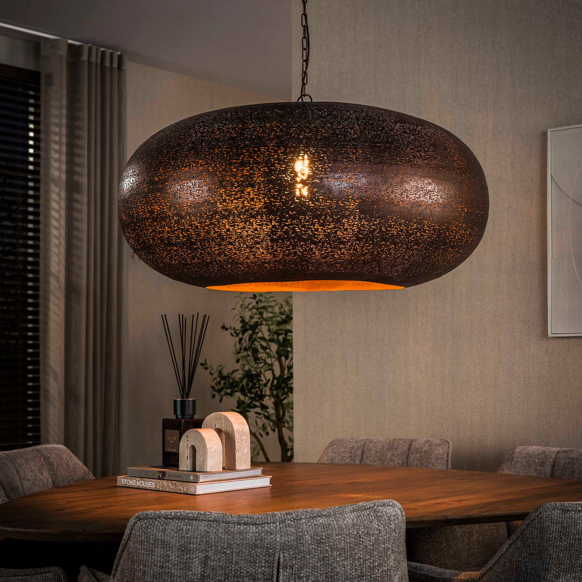 Pendant lamp Cielo antique copper - 1-light, diameter 90 cm