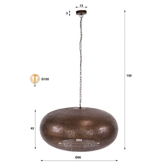 Pendant lamp Cielo antique copper - 1-light, diameter 90 cm